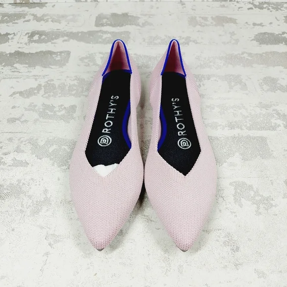 New Rothy's The Flat Pink Knit Pointy Toe Slip On Loafers W1007